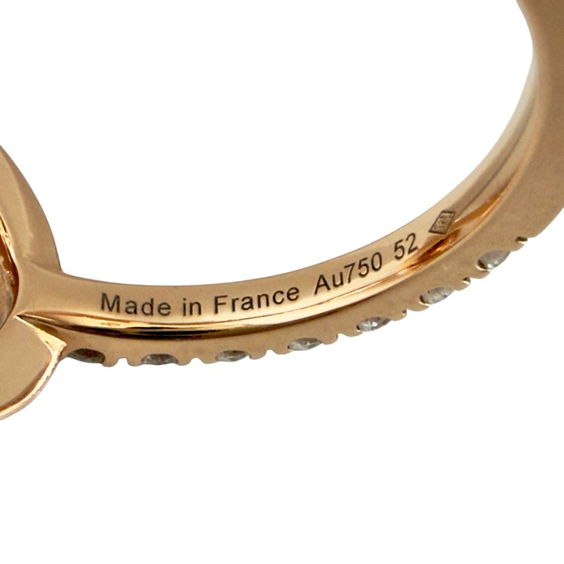 HERMES Finesse 18K玫瑰金 滿鑽小Q 戒子-11
