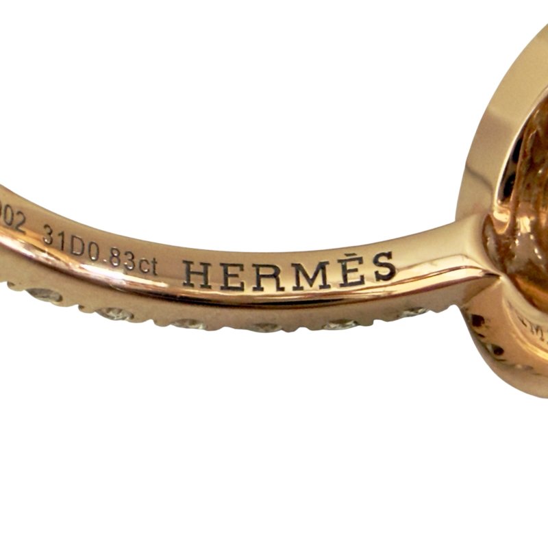 HERMES Finesse 18K玫瑰金 滿鑽小Q 戒子-12