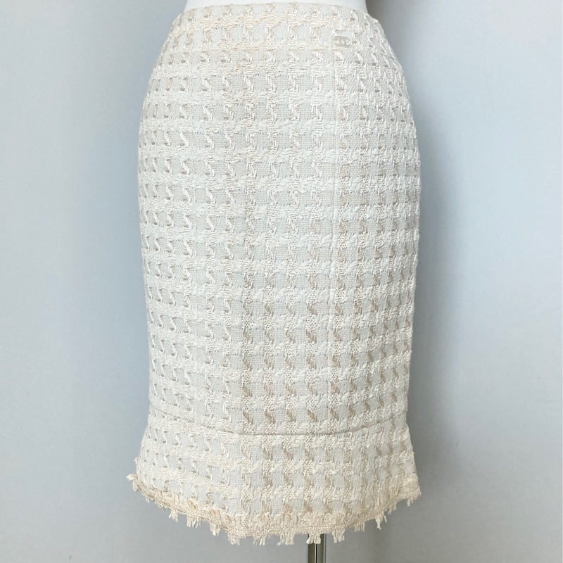 《新歡舊愛》近新CHANEL香奈兒白色經典呢喃優雅氣質裙34-0