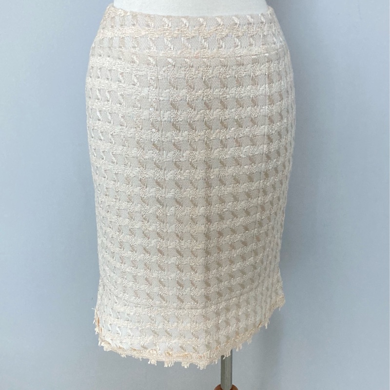 《新歡舊愛》近新CHANEL香奈兒白色經典呢喃優雅氣質裙34-1