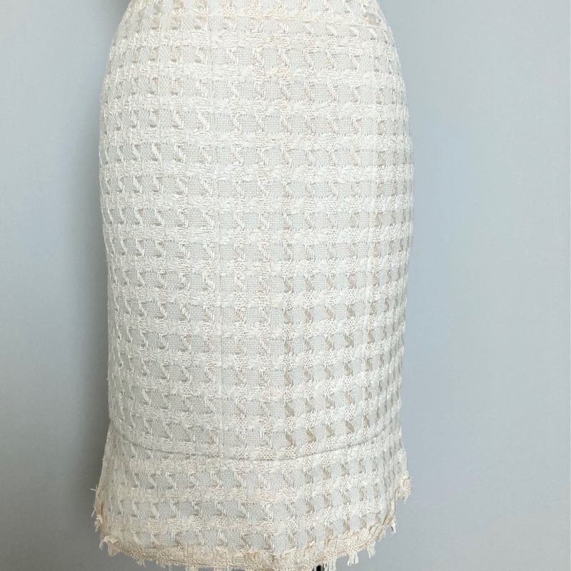 《新歡舊愛》近新CHANEL香奈兒白色經典呢喃優雅氣質裙34-2