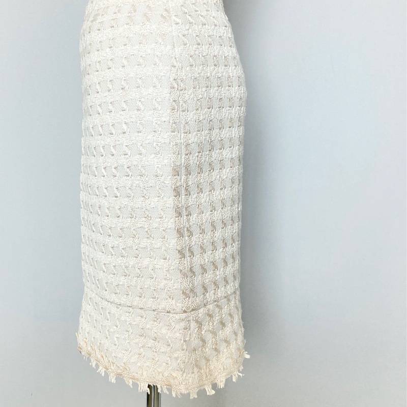 《新歡舊愛》近新CHANEL香奈兒白色經典呢喃優雅氣質裙34-4