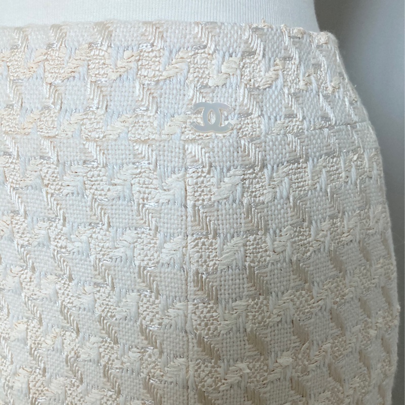 《新歡舊愛》近新CHANEL香奈兒白色經典呢喃優雅氣質裙34-5