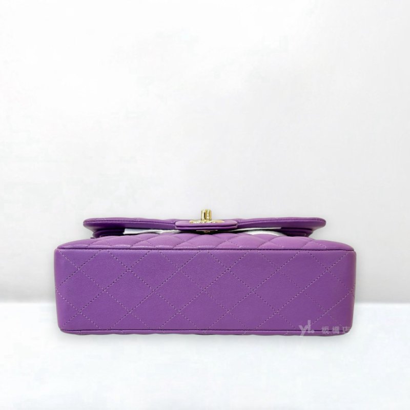 S5346-CHANEL紫色羊皮金釦下蓋口蓋包COCO23 A01113-6
