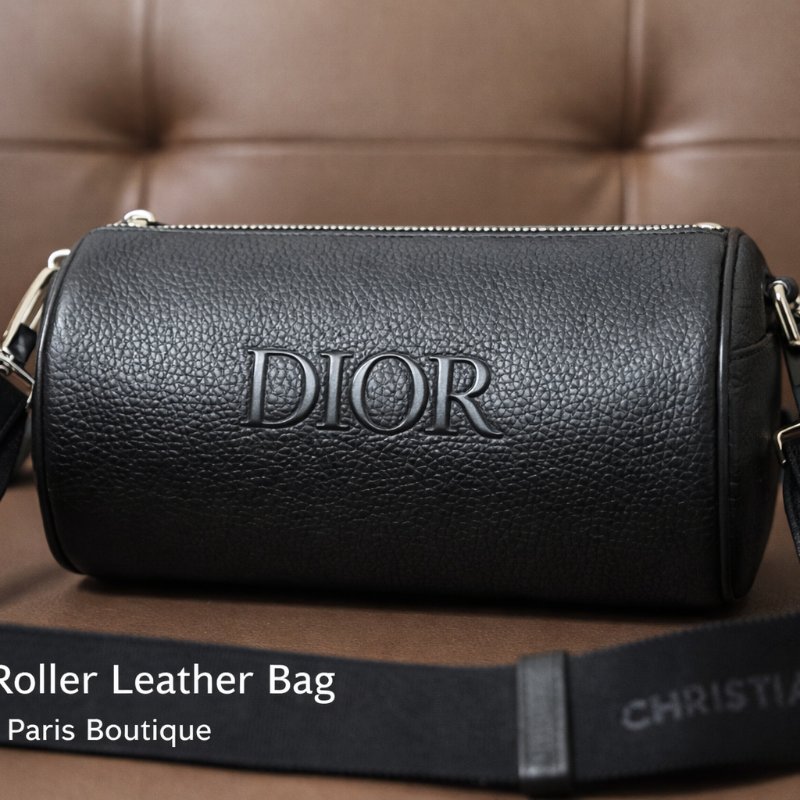 DIOR 迪奧Roller 黑色牛皮圓筒斜背包｜Christian Dior 斜背包 男包 全配｜巴黎專櫃購入｜近新極美品-0