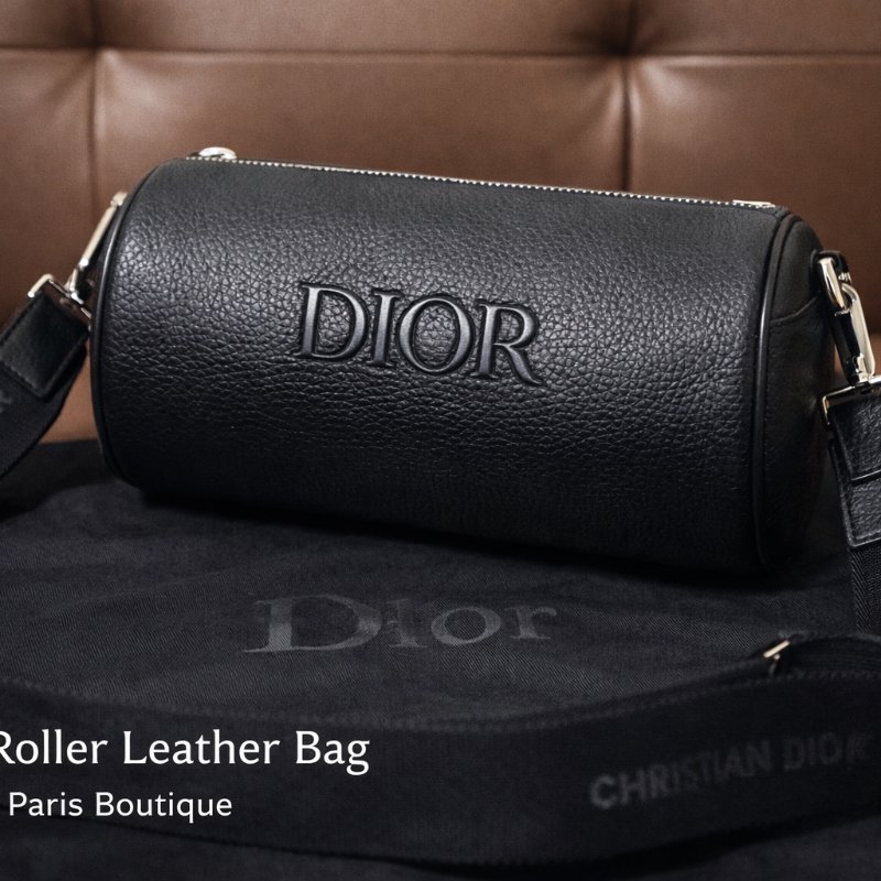 DIOR 迪奧Roller 黑色牛皮圓筒斜背包｜Christian Dior 斜背包 男包 全配｜巴黎專櫃購入｜近新極美品-4