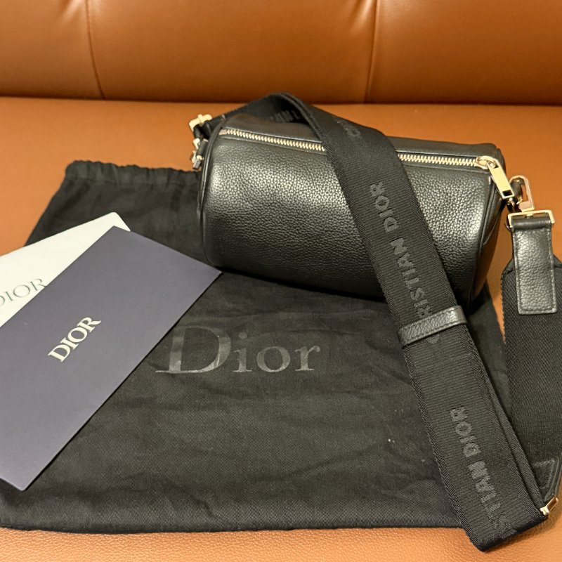 DIOR 迪奧Roller 黑色牛皮圓筒斜背包｜Christian Dior 斜背包 男包 全配｜巴黎專櫃購入｜近新極美品-8