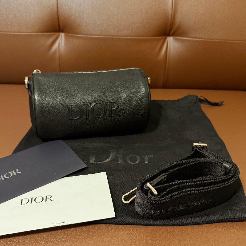 DIOR 迪奧Roller 黑色牛皮圓筒斜背包｜Christian Dior 斜背包 男包 全配｜巴黎專櫃購入｜近新極美品-17