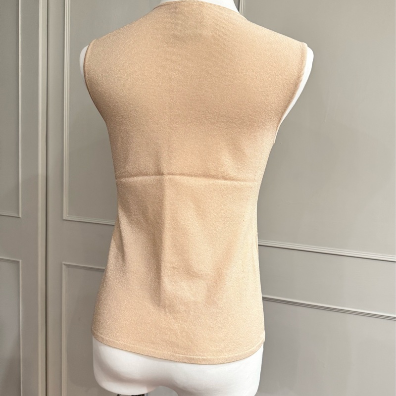 《新歡舊愛》近新CHANEL香奈兒奶茶色針織背心42/適合ML-6