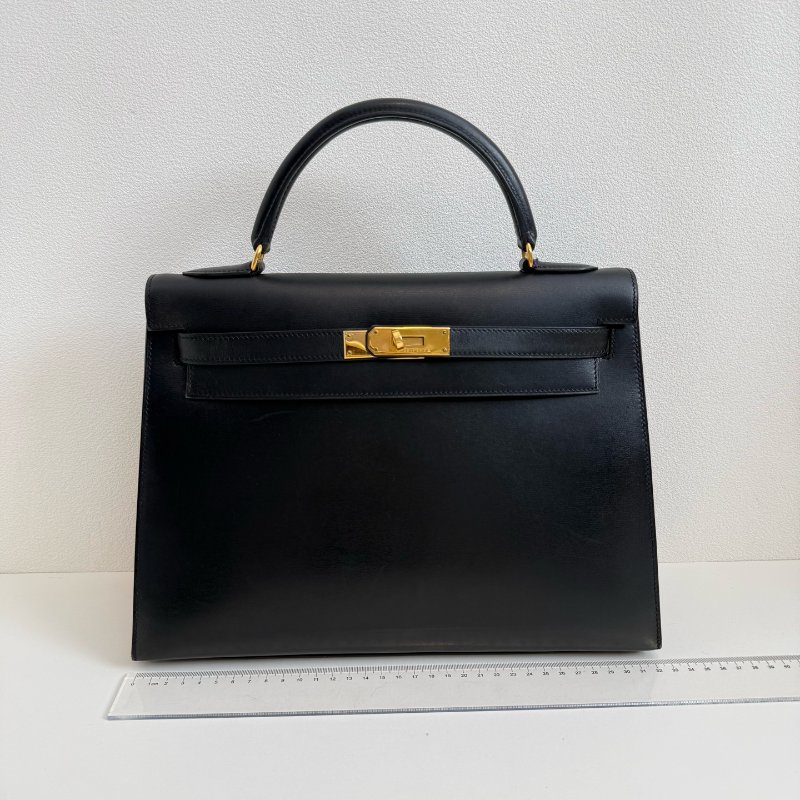 Hermes 愛馬仕 kelly 32 黑金 box 附件:肩帶、鎖頭、鑰匙、皮牌-1