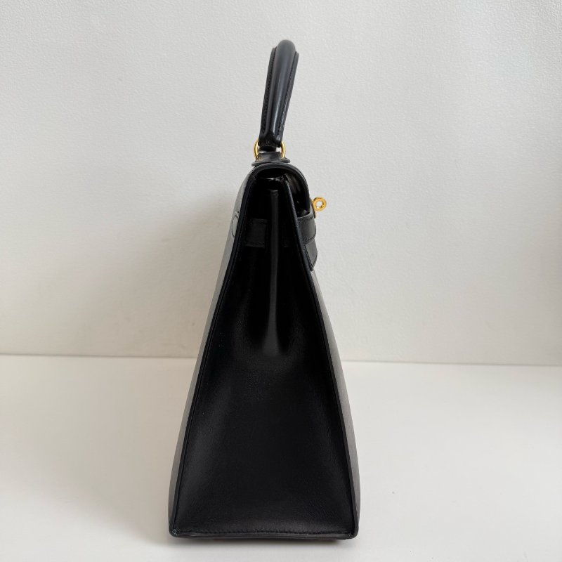 Hermes 愛馬仕 kelly 32 黑金 box 附件:肩帶、鎖頭、鑰匙、皮牌-3