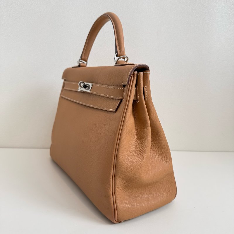 愛馬仕 Hermes kelly 32 老金棕 銀扣 附件:肩帶-4