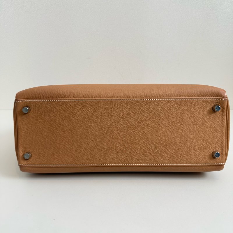 愛馬仕 Hermes kelly 32 老金棕 銀扣 附件:肩帶-6