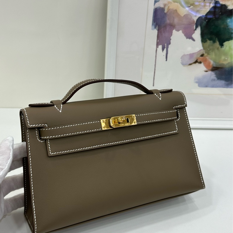 Hermes 愛馬仕 mini kelly 一代 大象灰 金扣 swift皮 G刻-6