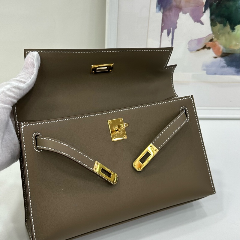 Hermes 愛馬仕 mini kelly 一代 大象灰 金扣 swift皮 G刻-7