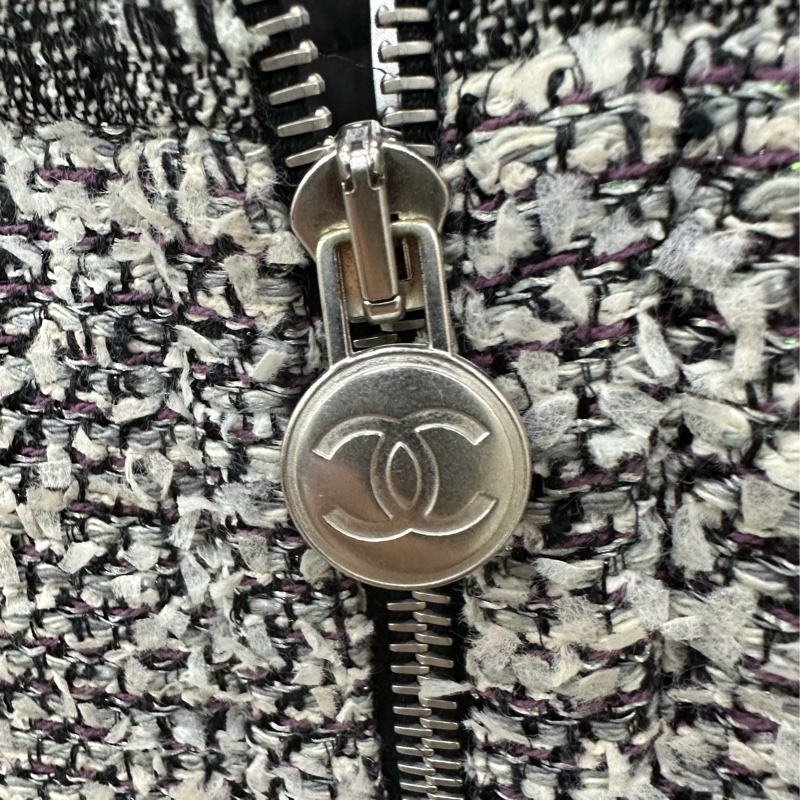 CHANEL 香奈兒黑白拼色軟尼材質外套 34碼-2