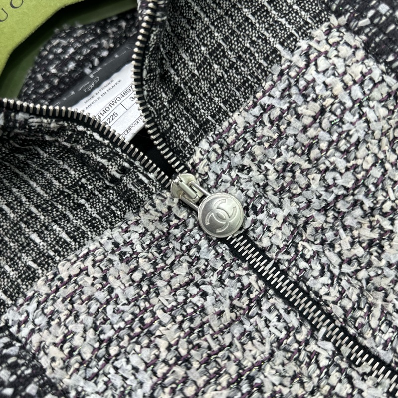 CHANEL 香奈兒黑白拼色軟尼材質外套 34碼-3