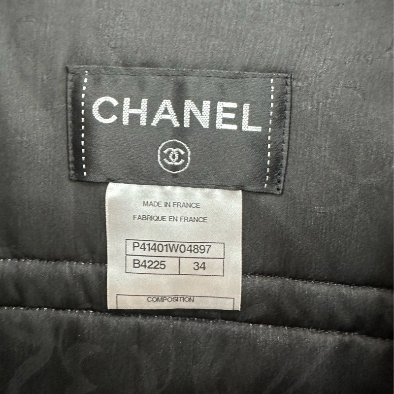 CHANEL 香奈兒黑白拼色軟尼材質外套 34碼-5