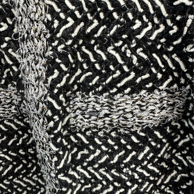 Chanel香奈兒 拜占庭系列灰黑條紋粗花呢圓領四口袋外套34碼-2