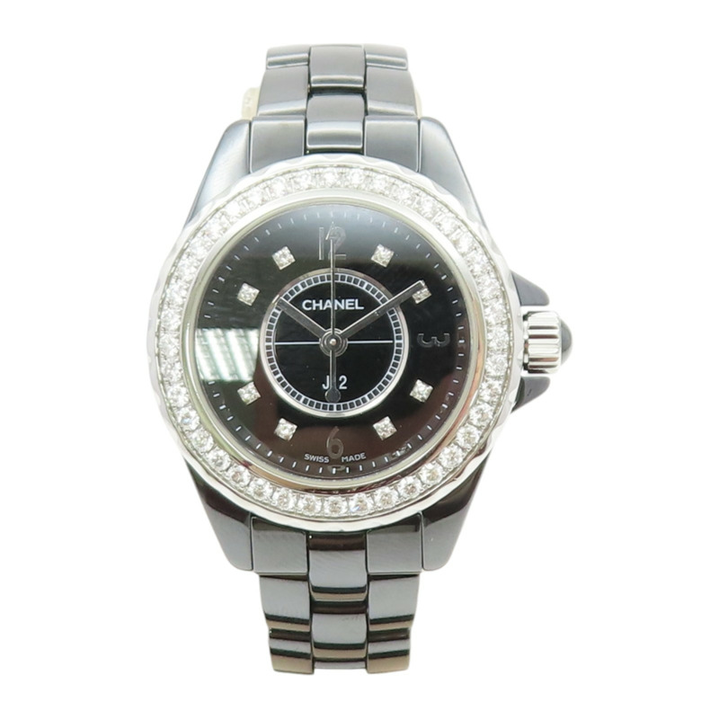 黑色漆面錶盤 陶瓷 不鏽鋼 鑽石 J12 腕錶【CHANEL 香奈兒】 H2571-1