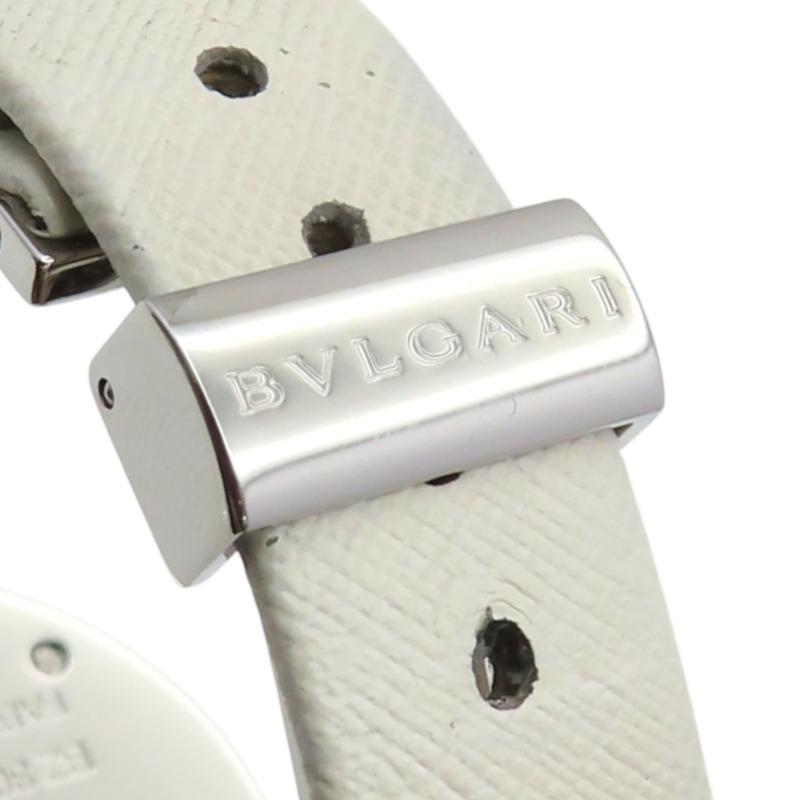 貝殼粉色母貝 錶盤 白色牛皮 錶帶 鑽石 B.ZERO1 腕錶【BVLGARI 寶格麗】 BZ30S-7