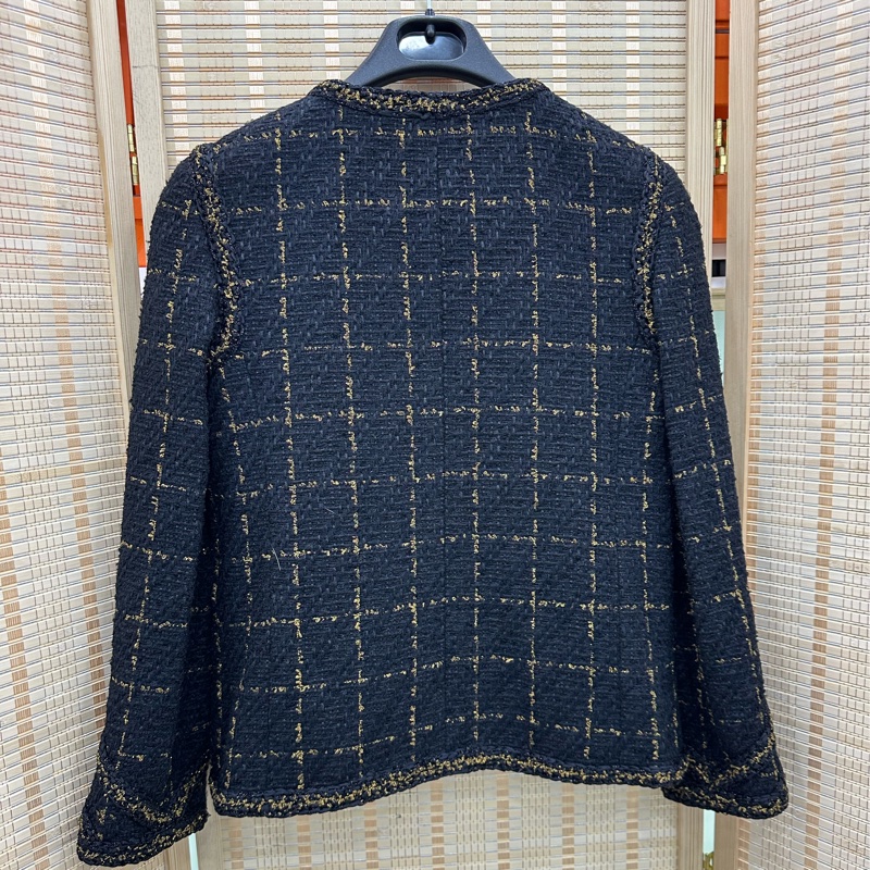 Chanel香奈兒椅子系列黑金細格紋外套 34碼-1