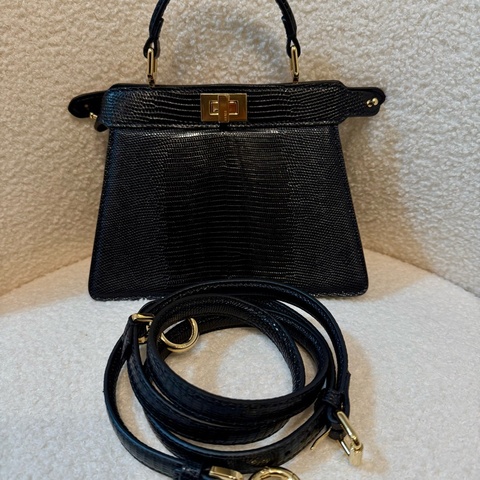 Fendi Peekaboo Petit黑金蜥蜴
