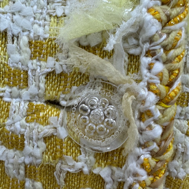 Chanel 香奈兒 瀑布系列黃色流蘇碎花外套34碼-4