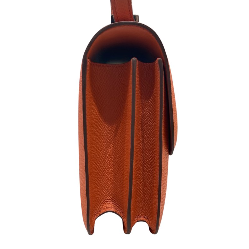 HERMES 愛馬仕 CONSTANCE19肩背包 EPSOM皮革 橘色 銀扣-2