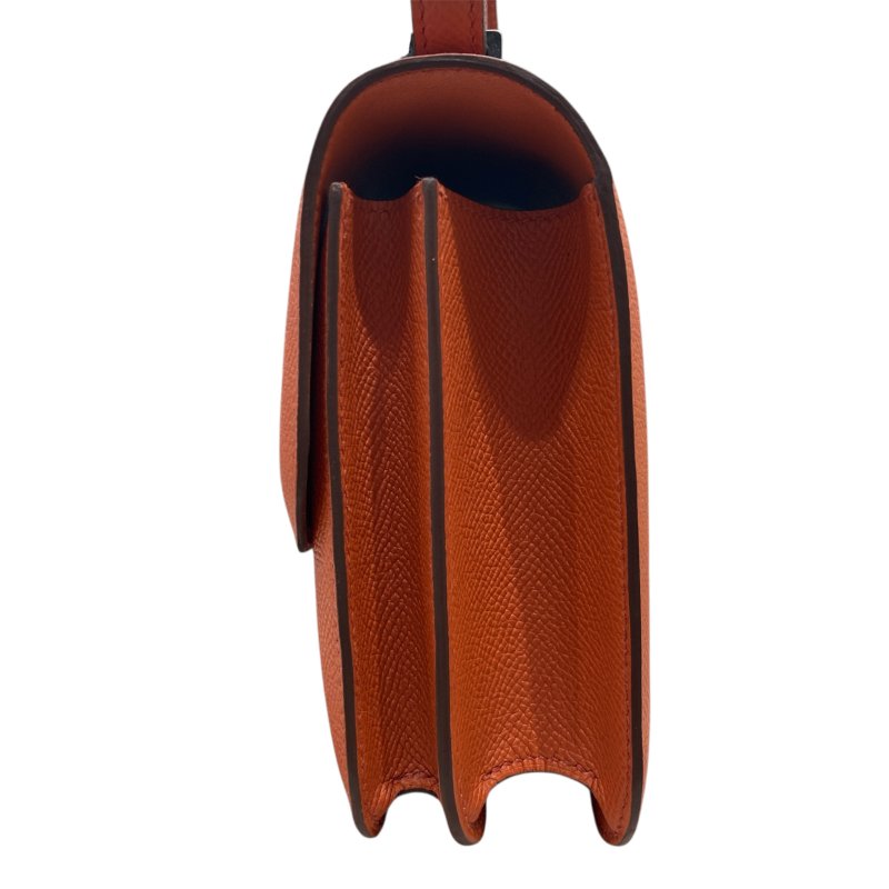 HERMES 愛馬仕 CONSTANCE19肩背包 EPSOM皮革 橘色 銀扣-3