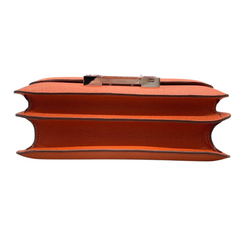 HERMES 愛馬仕 CONSTANCE19肩背包 EPSOM皮革 橘色 銀扣-8