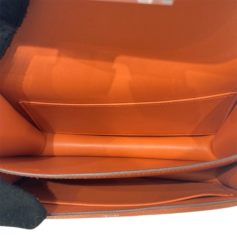 HERMES 愛馬仕 CONSTANCE19肩背包 EPSOM皮革 橘色 銀扣-9