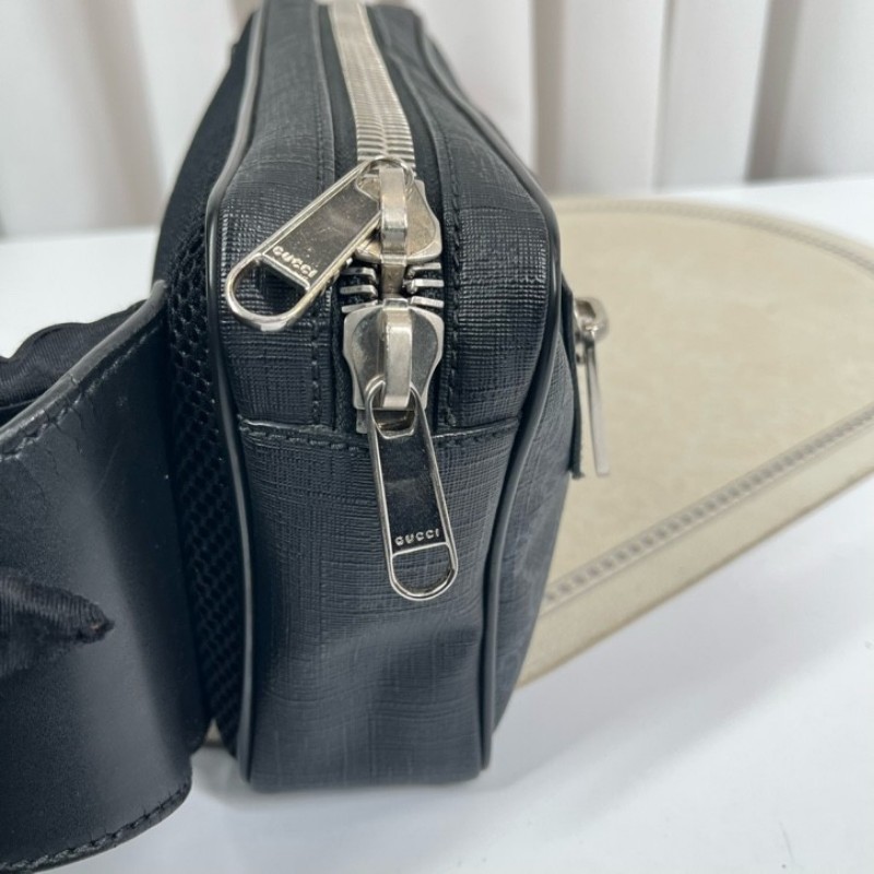 GUCCI古馳 老花Logo徽標條紋織帶肩帶 帆布拼皮革 胸包單肩腰包 時尚耐看 經典百搭-15