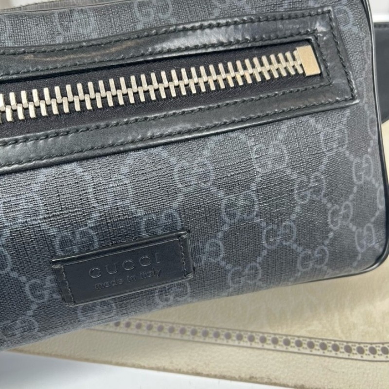 GUCCI古馳 老花Logo徽標條紋織帶肩帶 帆布拼皮革 胸包單肩腰包 時尚耐看 經典百搭-20