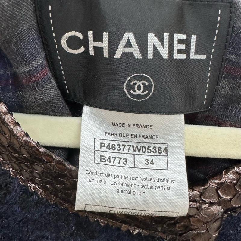 Chanel 香奈兒 13A 愛丁堡蛇皮經典圓領四口袋外套 34碼-2