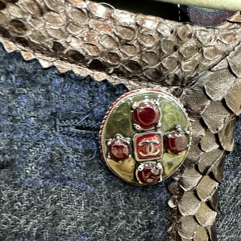 Chanel 香奈兒 13A 愛丁堡蛇皮經典圓領四口袋外套 34碼-3