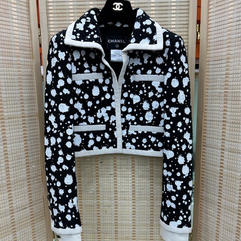 Chanel香奈兒 2015春夏潑墨斜紋軟呢外套外套 34碼