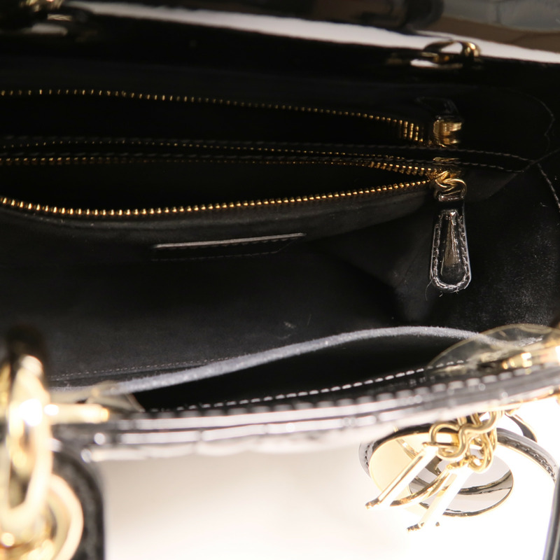 Dior 漆皮皮革Lady Dior Small金扣手挽袋-4