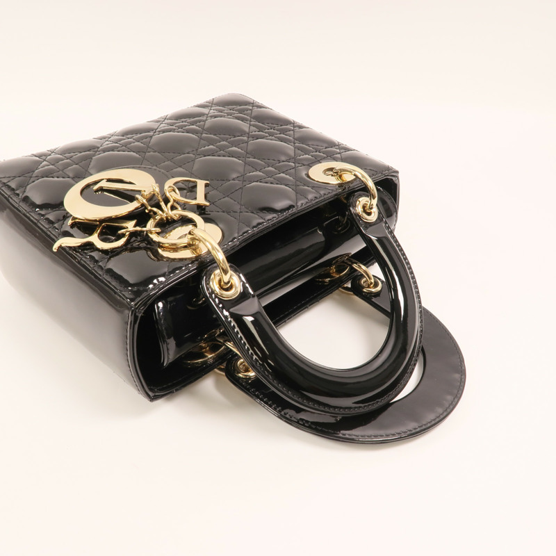 Dior 漆皮皮革Lady Dior Small金扣手挽袋-7