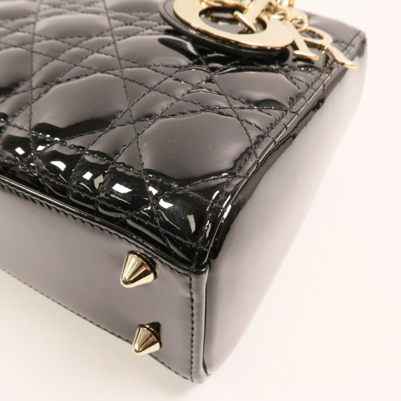Dior 漆皮皮革Lady Dior Small金扣手挽袋-8