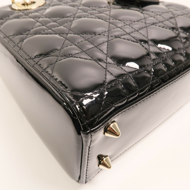 Dior 漆皮皮革Lady Dior Small金扣手挽袋-9