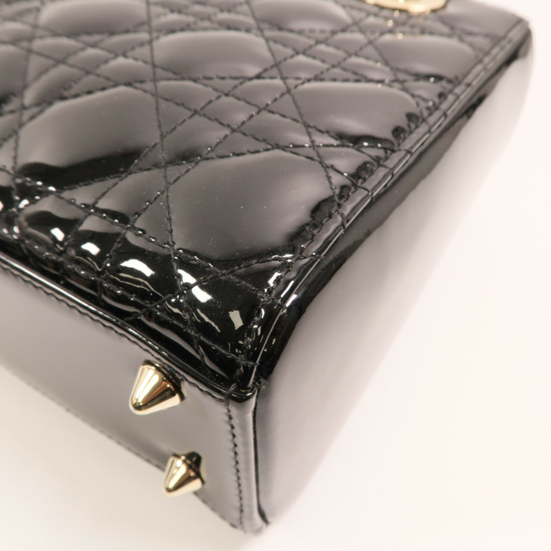 Dior 漆皮皮革Lady Dior Small金扣手挽袋-10