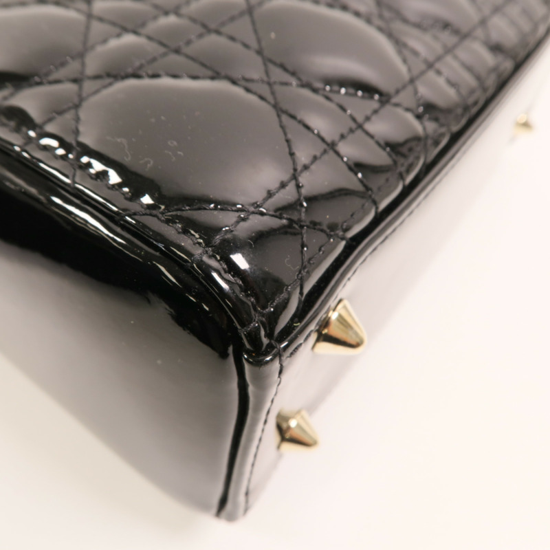 Dior 漆皮皮革Lady Dior Small金扣手挽袋-11