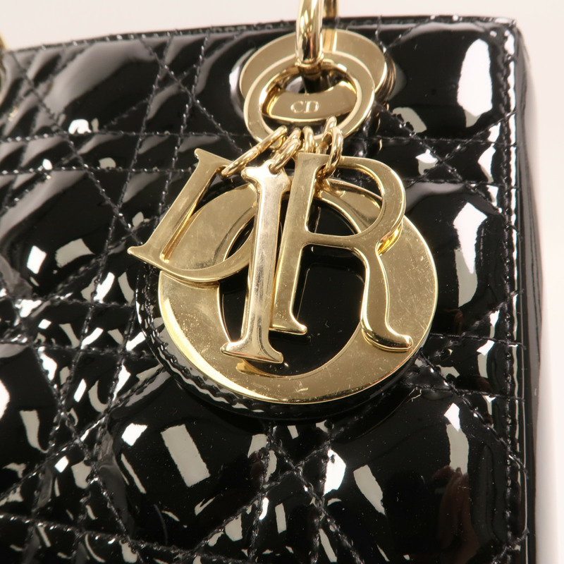 Dior 漆皮皮革Lady Dior Small金扣手挽袋-13