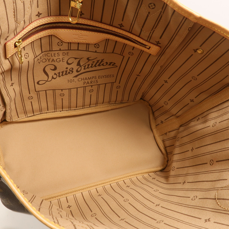 LOUIS VUITTON Monogram Neverfull MM金扣手挽袋-4