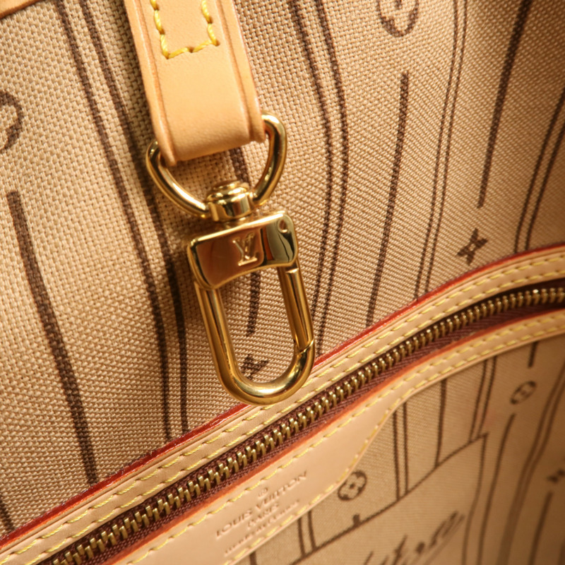 LOUIS VUITTON Monogram Neverfull MM金扣手挽袋-10