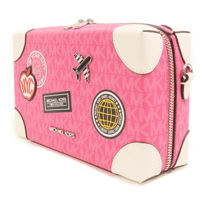 Michael Kors 塗層帆布Jeanie Small Embellished Signature銀扣肩背袋-2