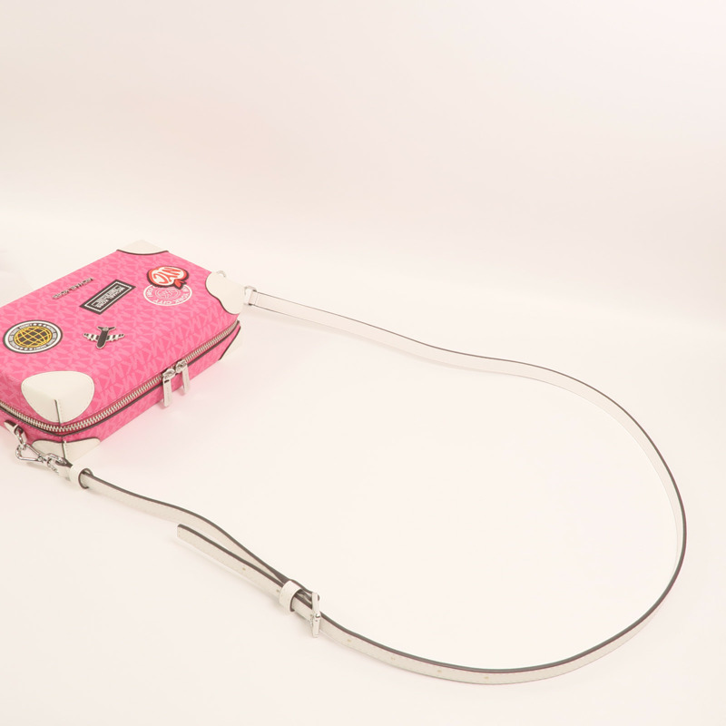 Michael Kors 塗層帆布Jeanie Small Embellished Signature銀扣肩背袋-7