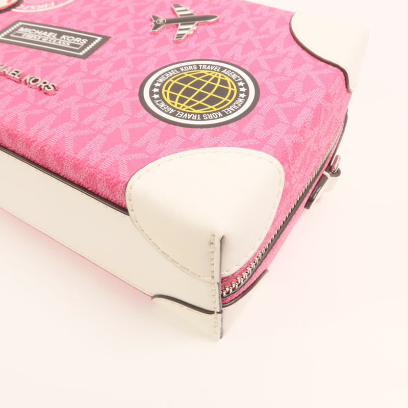 Michael Kors 塗層帆布Jeanie Small Embellished Signature銀扣肩背袋-8