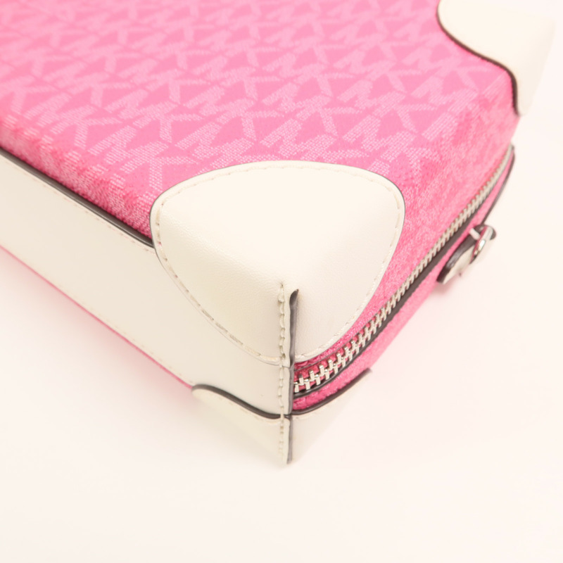 Michael Kors 塗層帆布Jeanie Small Embellished Signature銀扣肩背袋-10